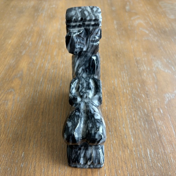 MAYAN AZTEC CARVED FIGURE STONE MARBLE UNIQUE ARTSY HOME DECOR - Picture 7 of 10